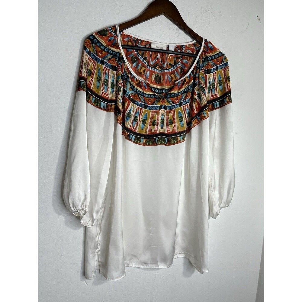 Chicos Bohemian Art Print Western 3/4 Balloon sleeve size 2 L (13